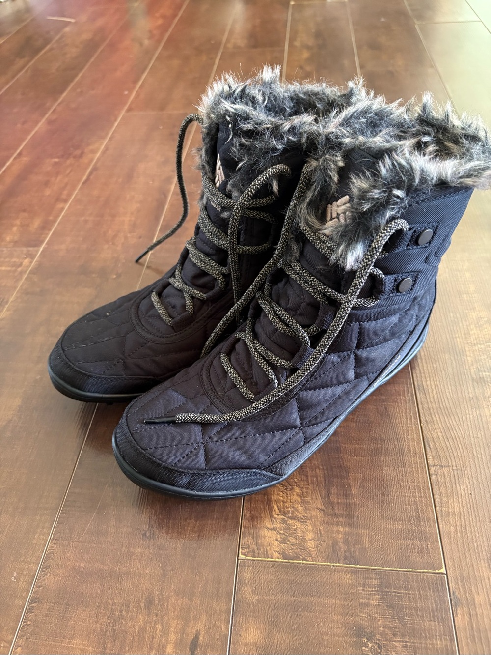 Columbia Heavenly Shorty Waterproof Winter Boots Black Faux Fur Size 8